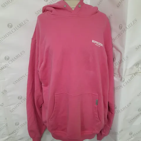 REPRESENT OWNER'S CLUB JERSEY HOODIE IN BUBBLEGUM PINK SIZE M