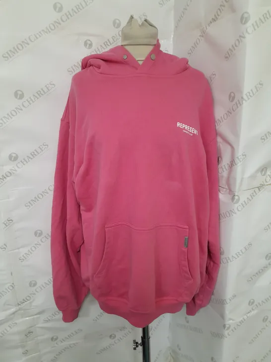 REPRESENT OWNER'S CLUB JERSEY HOODIE IN BUBBLEGUM PINK SIZE M