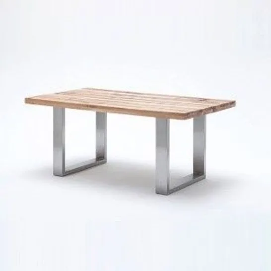 BRAND NEW BOXED CAPELLO WILD OAK DINING TABLE WITH STAINLESS STEEL LEGS 180×76×90CM (2 BOXES)