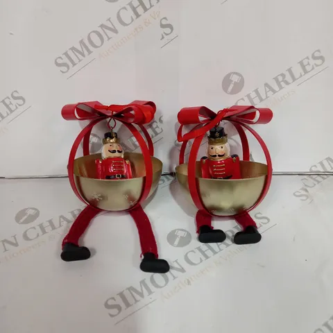 BOXED SANTA EXPRESS SET OF CHARACTER DANGLY LEG BAUBLES 