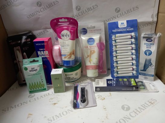 LOT OF APPROX 10 ASSORTED HEALTH & BEAUTY ITEMS TO INCLUDE HAIR REMOVAL CREAM, RADIANCE BOTANICAL OIL, CRACKED HEEL BALM, ETC