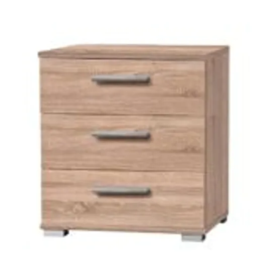 BOXED ELORA THREE 3-DRAWER CHEST IN SONOMA OAK - 1OF1