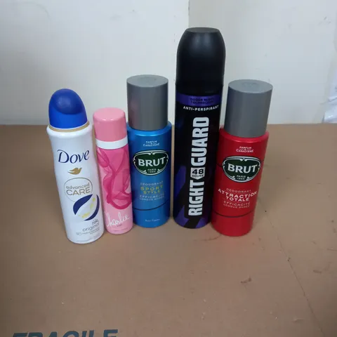 APPROXIMATELY 20 AEROSOL DEODORANT AND BODY SPRAYS TO INCLUDE BRUT, DOVE AND CHARLIE