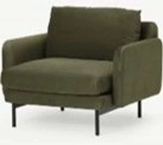 BRAND NEW BOXED MADE.COM MIRO ARMCHAIR, PISTACHIO GREEN VELVET (1 BOX)