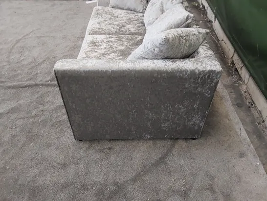 DESIGNER 3-SEATER CRUSHED VELVET SILVER SOFA