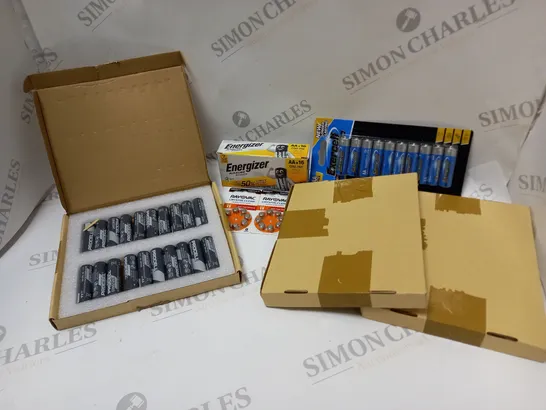 LARGE QUANTITY OF BATTERIES TO INCLUDE HEARING AID BATTERIES, AA, ETC