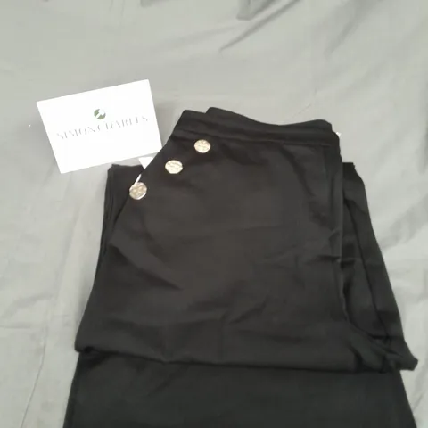 MONSOON LADIES BLACK WIDE LEG TROUSERS WITH BUTTON DETAIL ON THE POCKETS SIZE 16