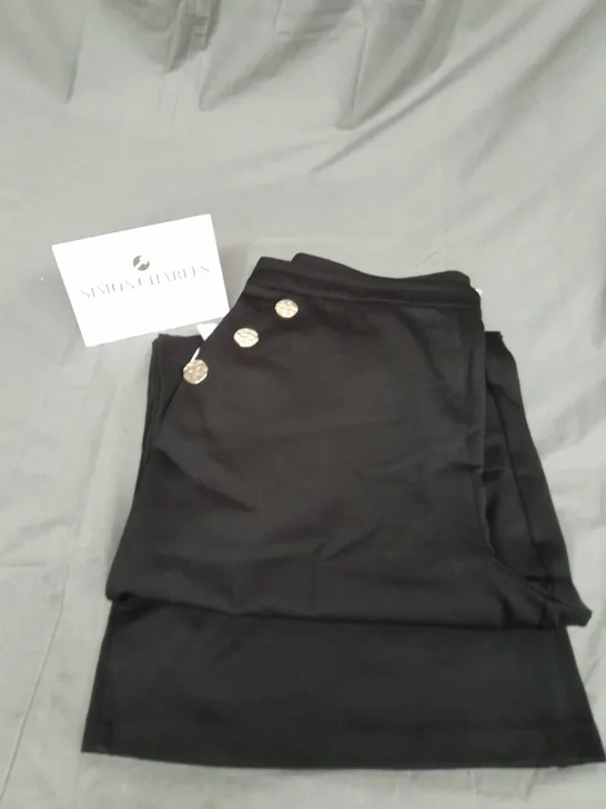 MONSOON LADIES BLACK WIDE LEG TROUSERS WITH BUTTON DETAIL ON THE POCKETS SIZE 16