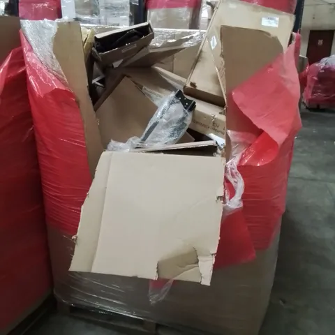 PALLET OF ASSORTED HOUSEHOLD GOODS AND PRODUCTS TO INCLUDE; TOILET SEATS, BOXED FURNITURE ETC 