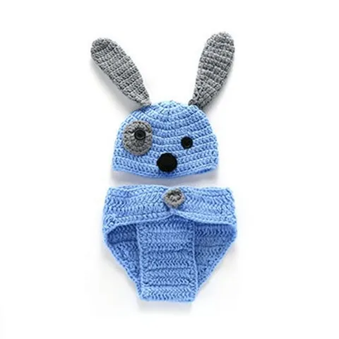 APPROXIMATELY 5 BRAND NEW CROCHET BLUE DOG DRESS UP OUTFIT