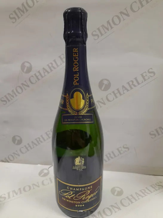 BOXED POL ROGER SIR WINSTON CHURCHILL CHAMPAGNE VINTAGE 2004 75CL BY APPOINTMENT TO H.M. QUEEN ELIZABETH II PURVEYORS OF CHAMPAGNE POL ROGER