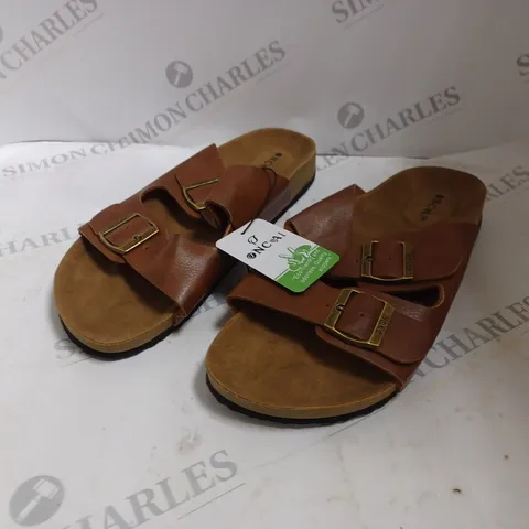 ONCAI TAN LEATHER EFFECT SANDALS- UK 8.5