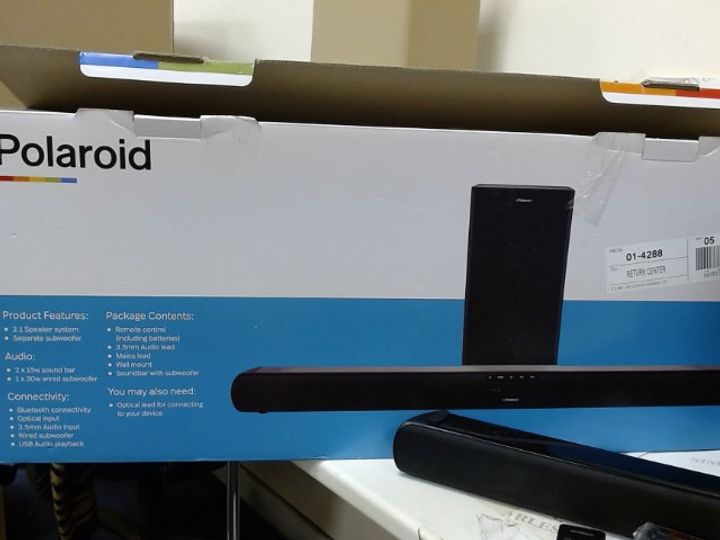 Lot 13 POLAROID SOUND BAR WITH SUBWOOFER Simon Charles Auctioneers