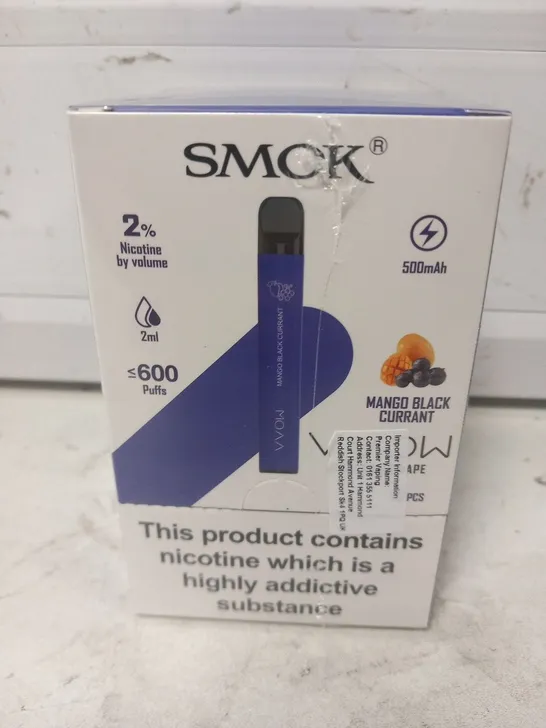 BOXED AND SEALED SMOK VVOW DISPOSABLE VAPE 10 PACK MANGO BLACK CURRANT