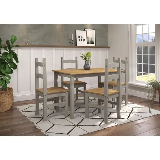 BOXED ARCHIBOLD 4 PERSON PINE SOLID WOOD DINING SET (2 BOXES)