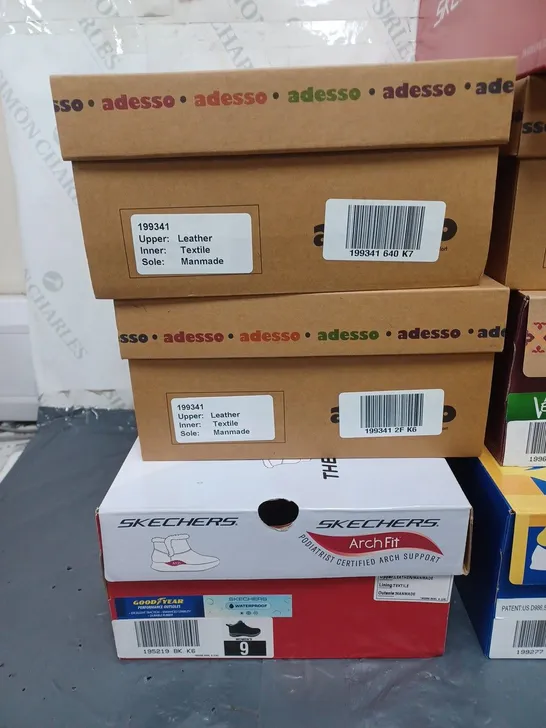 10 BOXED PAIRS OF SHOES IN VARIOUS SIZES BY SKETCHERS AND ADESSO 