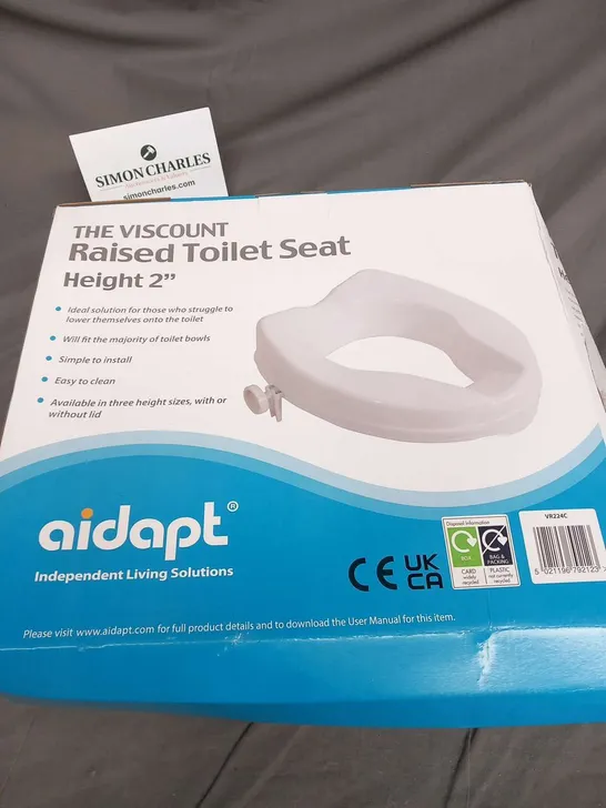 BOXED AIDAPT THE VISCOUNT RAISED TOILET SEAT HEIGHT 2"