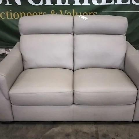 QUALITY ITALIAN DESIGNER ADRIANO WHITE GREY LEATHER LOVESEAT