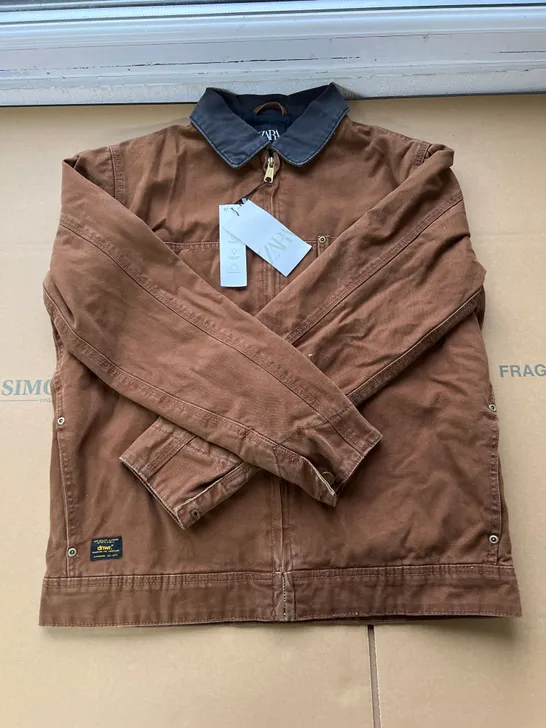 ZARA BROWN DWNR COLLARED JACKET IN MEDIUM