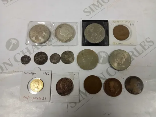 GROUP OF 15 COLLECTABLE BRITISH COINS FROM VARYING YEARS  