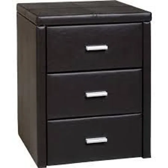 BOXED ARJWAN 3 DRAWER BEDSIDE TABLE BROWN 