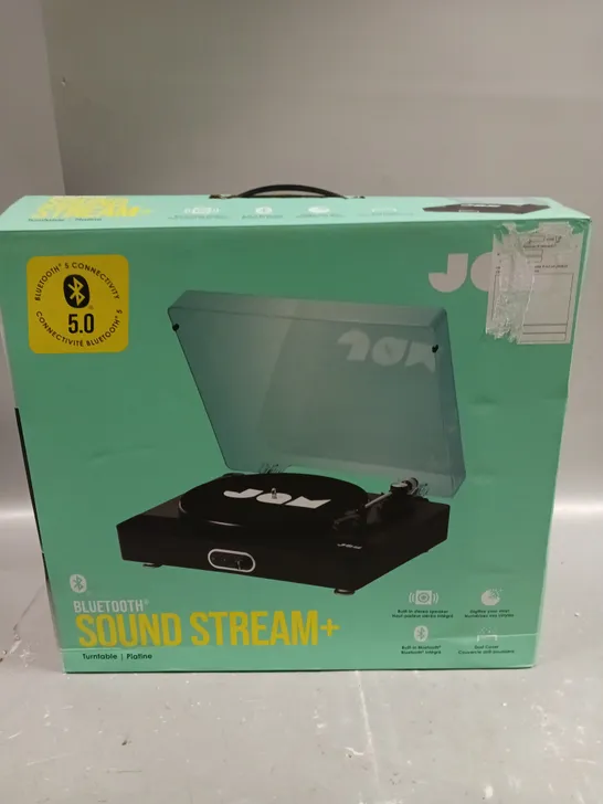 2 X BOXED JAM SOUND STREAM+ BLUETOOTH ENABLED TURNTABLES IN BLACK	