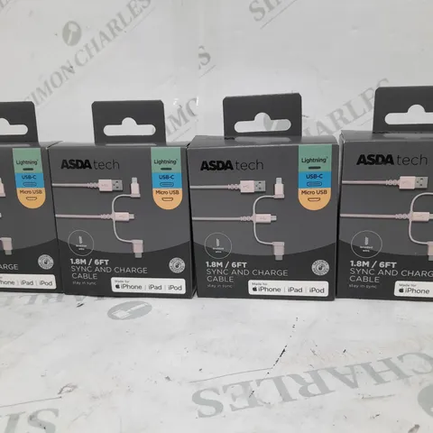 BOX OF 40 X BRAND NEW PACK OF 4 1.8M SYNC AND CHARGE CABLE
