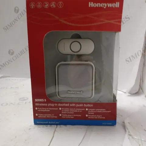 BOXED HONEYWELL SERIES 5 WIRELESS PLUG IN DOORBELL WITH PUSH BUTTON