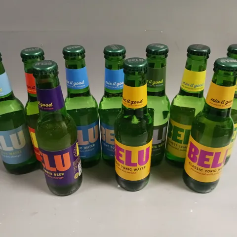APPROXIMATELY 10 SEALED BELU MIXER DRINKS TO INCLUDE TONIC WATER, GINGER BEER, LIVELY LEMONADE ETC - COLLECTION ONLY 