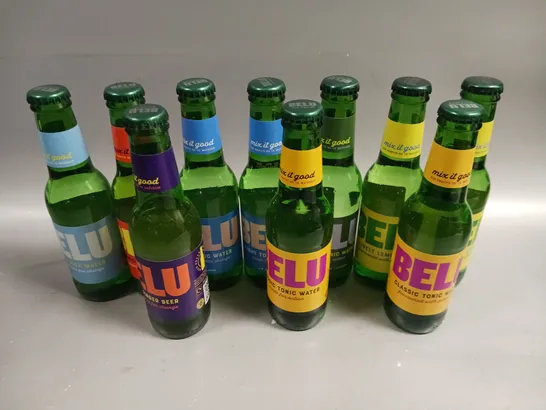 APPROXIMATELY 10 SEALED BELU MIXER DRINKS TO INCLUDE TONIC WATER, GINGER BEER, LIVELY LEMONADE ETC - COLLECTION ONLY 