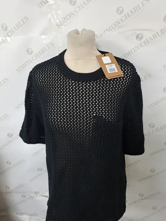 STUSSY KNITTED MESH CREW T-SHIRT SIZE M