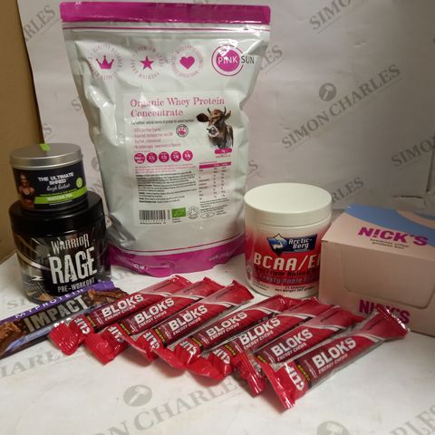 LOT OF ASSORTED PROTEIN/WORKOUT FOOD ITEMS AND SUPPLEMENTS