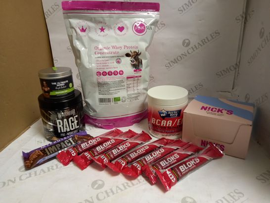 LOT OF ASSORTED PROTEIN/WORKOUT FOOD ITEMS AND SUPPLEMENTS