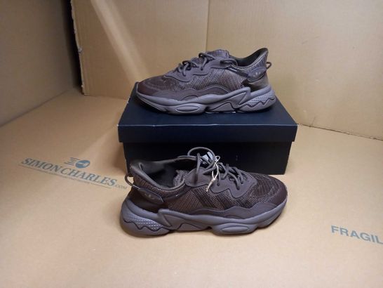 BOXED PAIR OF ADIDAS CHOCOLATE BROWN TRAINERS - SIZE 6.5