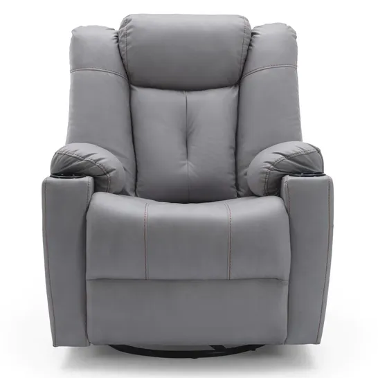BOXED DESIGNER ELECTRIC FABRIC RECLINER CHAIR CHARCOAL (2 BOXES)