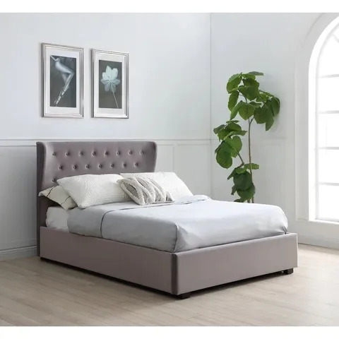 BOXED HEREFORD UPHOLSTERED OTTOMAN BED - GREY // SIZE 6FT (2 BOXES)
