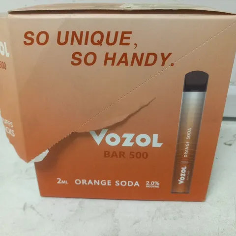 BOXED VOZOL BAR 500 ORANGE SODA 500 PUFFS DISPOSABLE VAPE PACK OF 10