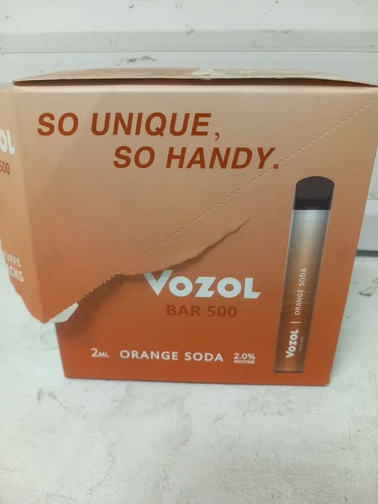 BOXED VOZOL BAR 500 ORANGE SODA 500 PUFFS DISPOSABLE VAPE PACK OF 10