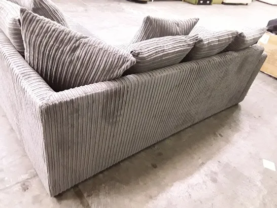 QUALITY DESIGNER CORNER SOFA - GREY CORDUROY FABRIC