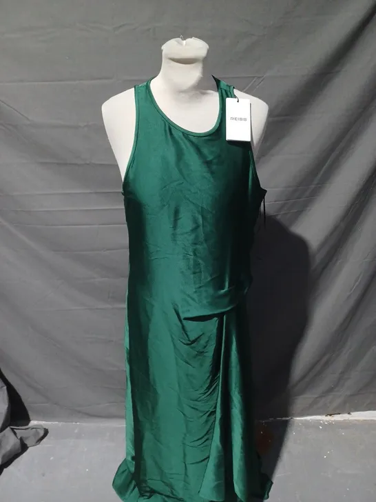 REISS DARK GREEN LOW NECK DRESS - SIZE 12 