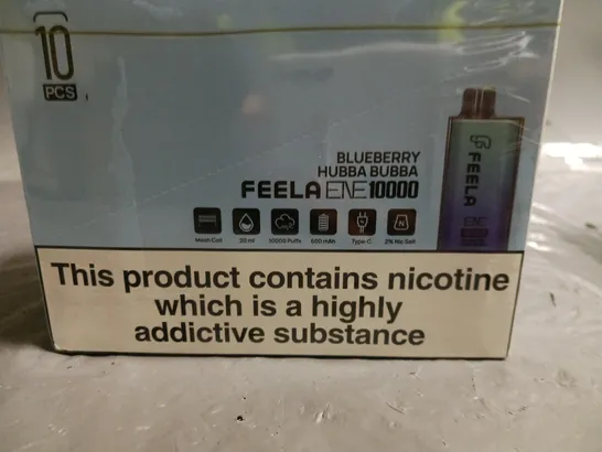 SEALED 10-PACK OF FEELA ENE1000 20ML E-CIGS IN BLUEBERRY HUBBA BUBBA