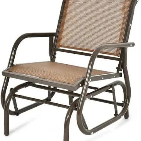 BOXED COSTWAY OUTDOOR SINGLE SWING GLIDER ROCKING CHAIR ARMREST GARDEN CHAIR - BROWN