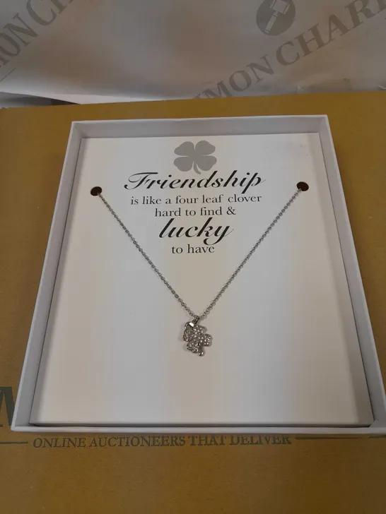 CHARMED FRIENDSHIP CLOVER SILVER EFFECT NECKLACE 