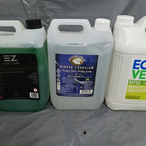 3 ASSORTED LIQUIDS TO INCLUDE ARCTIC MELTDOWN, WHITE VINEGAR, AND ECOVER WASHING UP LIQUID  - COLLECTION ONLY