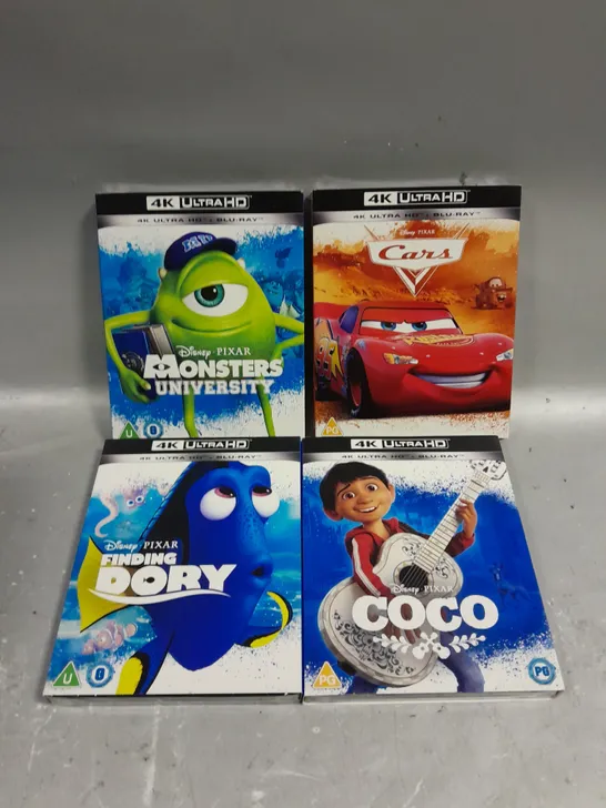 4 X ASSORTED SEALED DISNEY 4K ULTRA HD BLU-RAYS TO INCLUDE COCO, CARS, FINDING DORY ETC 