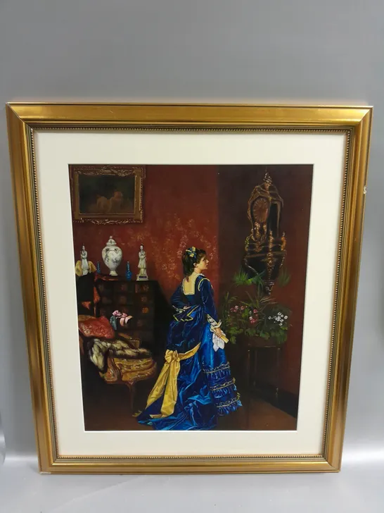 FRAMED THE BLUE DRESS (1870) - AUGUSTE TOULMOUCHE PRINT