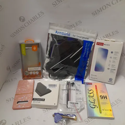 BOX OF APPROXIMATELY 20 ASSORTED PHONE ACCESSORIES TO INCLUDE SPORTS ARMBAND, CASES, STYLUS ETC 