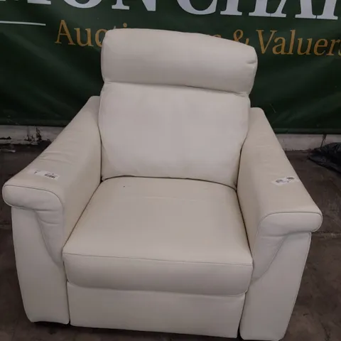 QUALITY ITALIAN DESIGNER ADRIANO POWER RECLINING EASY CHAIR WHITE LEATHER 