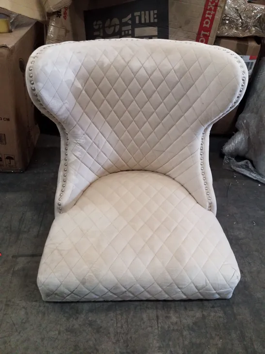 CREAM VELVET DINING CHAIR (CHROME LEGS)