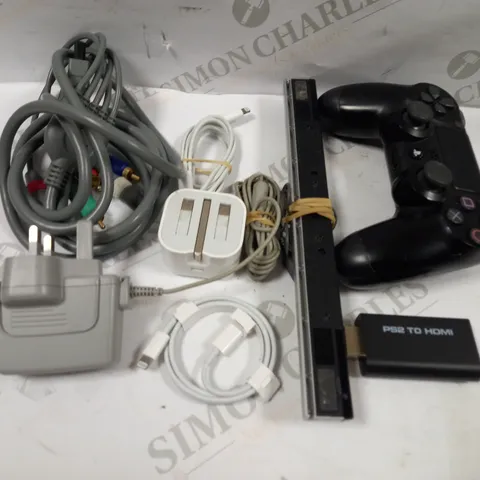 BOX OF APPROXIMATELY 5 ASSORTED ELECTRICAL ITEMS TO INCLUDE NINTENDO POWER SUPPLY, SONY PLAYSTATION 4 CONTROLLER, ETC